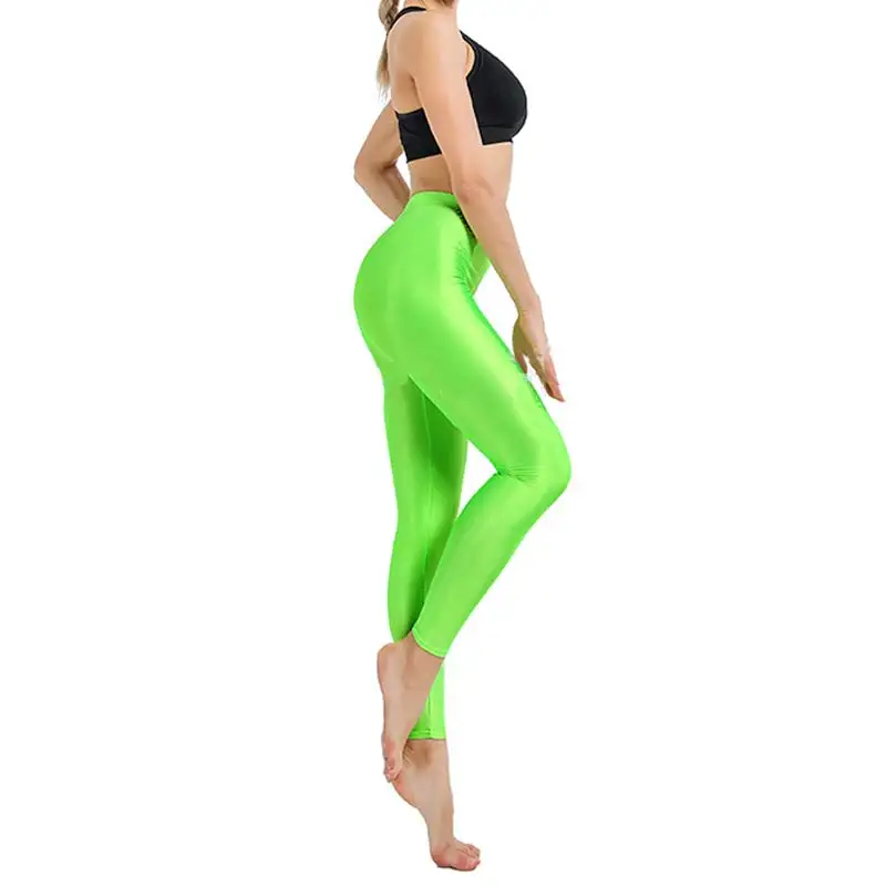 Women Pant For Girl Spandex Shiny Solid Color Fluorescent Leggings Casual Elastic High Quality Large Size 1PC Trousers New