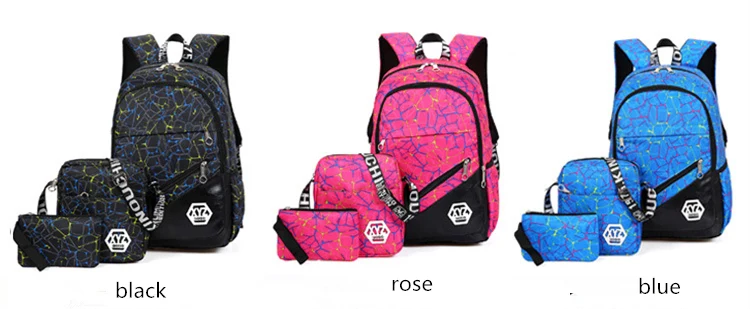 3 шт./компл. школьный рюкзак для подростков мальчиков и девочек школьные детские рюкзаки высокое качество холст школьный ранец Mochila Infantil