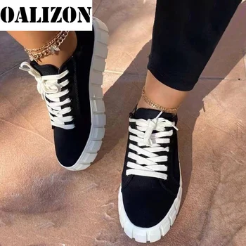 New Fashion Women Lace Up Casual Thick Bottom Flat Shallow Sneakes Sports Shoes Woman Lady Female Flats Running Trainers Shoes 3