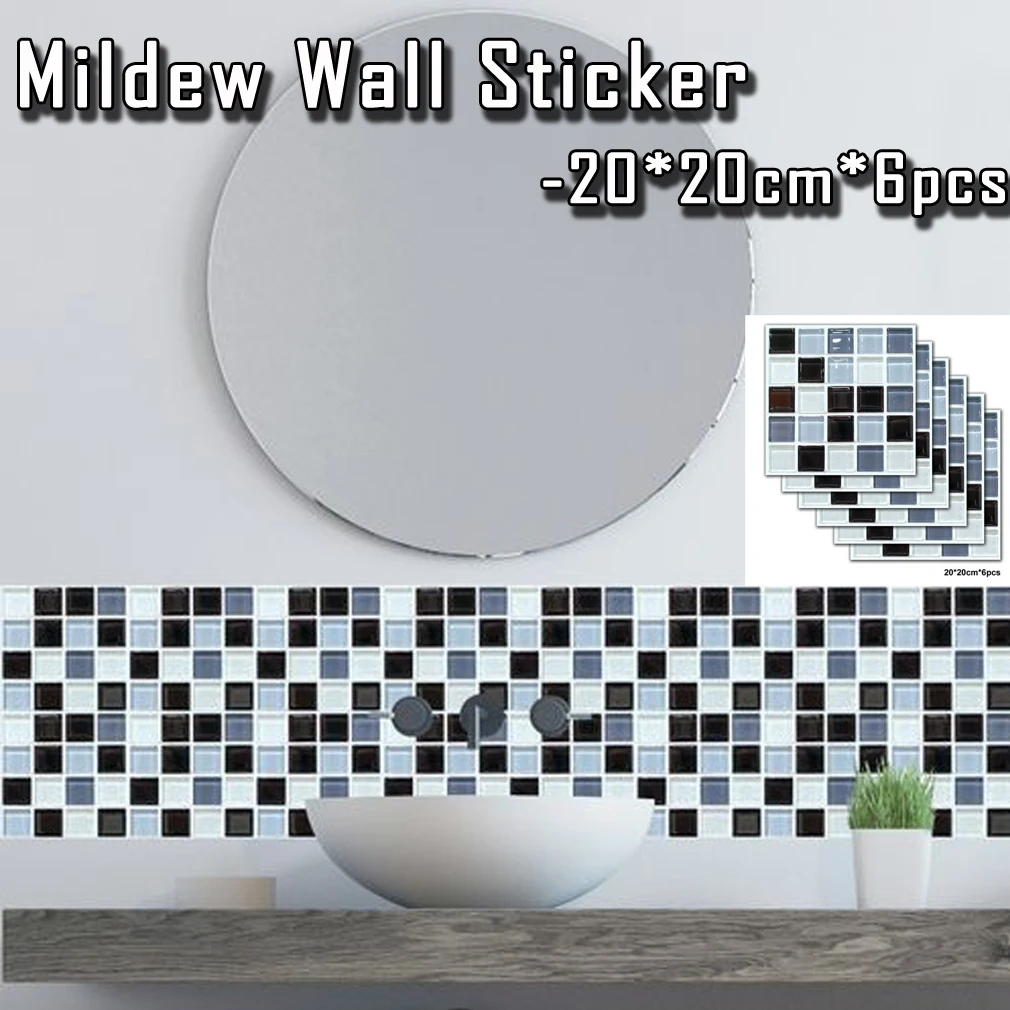 20x20 см 6 шт./партия имитация наклейки на стену мозаика имитация плитки обои влагостойкая Фреска ванная комната Наклейка для кухонной стены