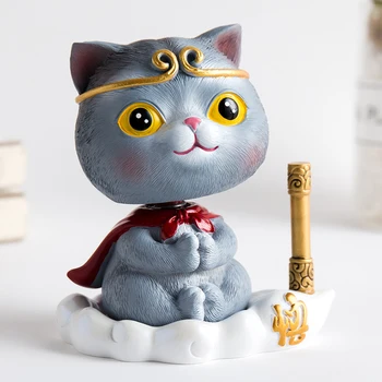 

Chinese style miniature sculpture room living room cafe New Year gifts Kung Fu Cat Sun Wukong Creative festive resin animalmodel