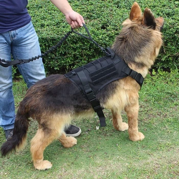 

2PCS/Set Tactical Waterproof Hunting Dog Vest Outdoor Molle Breathable Military Dog Cloth Harness with Leash Adjustable Size
