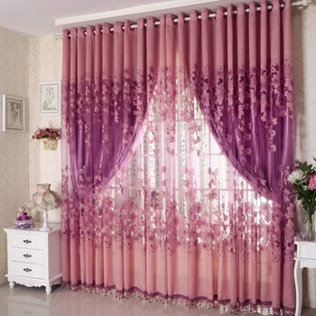

Fashion Floral Tulle Door Window Curtain Drape Panel Sheer Home Decorative Front Curtains HUG-Deals