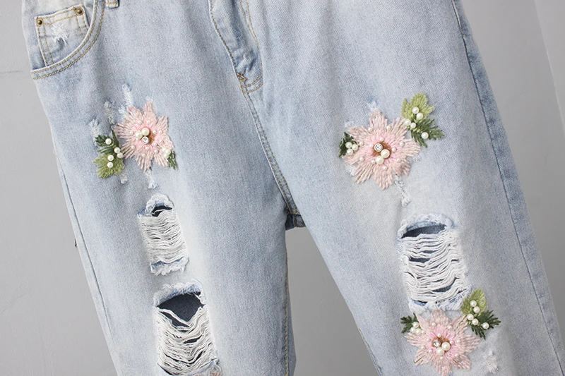 Jeans Women Casual Denim Ankle-Length Boyfriend Pants Women Print Pants Casual Harem Pants Female Plus Size 4XL 5XL
