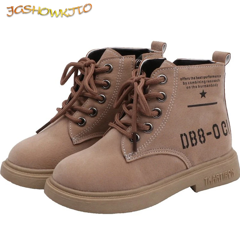 Fashion All-match Children Martin Boots For Medium Big Boys Girls Kids Warm Cotton Zip Shoelace Decoration Soft |