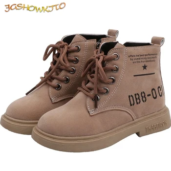 

Fashion All-match Children Martin Boots For Medium Big Boys Girls Kids Martin Boots Warm Cotton Zip Shoelace Decoration Soft