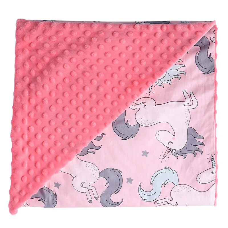 Baby Blanket 1PC Muslin Squares Swaddle Wrap Fiber Newborn Soft Cartoon Unicone Beanie Knitted Children's Blanket