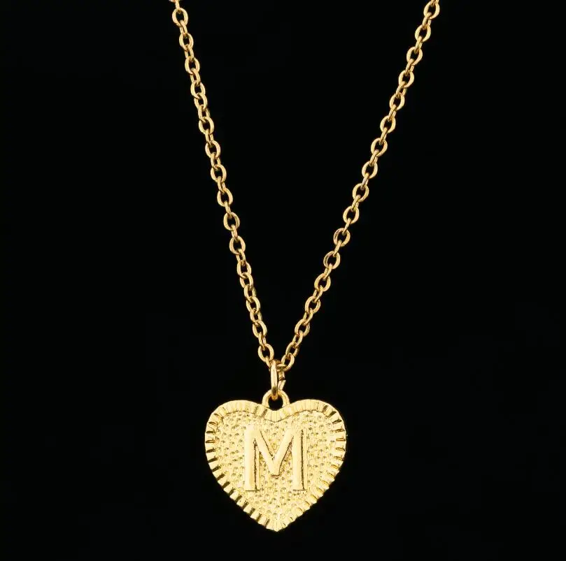 Fashion Tiny Heart Initial Necklace Gold Color Cut Letters Single Name Choker Necklace For Women Pendant Jewelry Collars Gift Fashion Tiny Heart Initial Necklace Gold Color Cut Letters Single Name Choker Necklace For Women Pendant Jewelry Collars Gift
