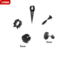 5 шт./компл. различных типов формы унисекс черный цвет Пирсинг из нержавеющей стали серьги для женщин мужчин панк готические серьги-штанги