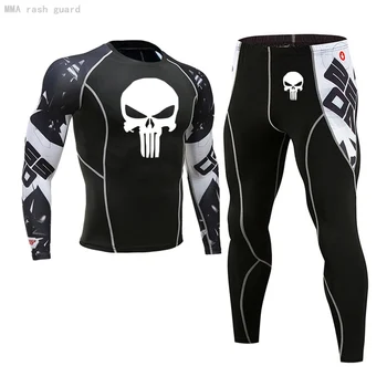 

Men's Winter Sports suits Skull Thermal underwear Punisher MMA Compression underwear Long johns Jogging skin care kits Men Suit