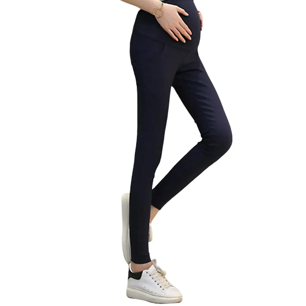 Navy blue Kuulee/Хлопковые Брюки для беременных; Одежда для беременных женщин; повседневные брюки для беременных; облегающая одежда - Цвет: Navy blue