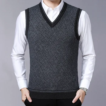 

Mens Wool Knit Vest Sweater Pullover Sleeveless Tops V Neck Solid Basic Fashion Casual Smart BO23451231