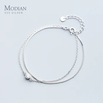 

Modian New Luminous Clear CZ Double Layer Bracelet for Women 925 Sterling Silver Minimalism Bracelet Fine Jewelry Accessories