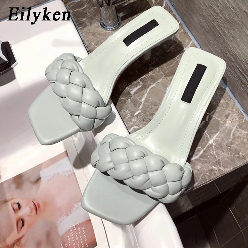 Eilyken/Коллекция 2021 года Женские летние шлепанцы высокого качества Плетеные