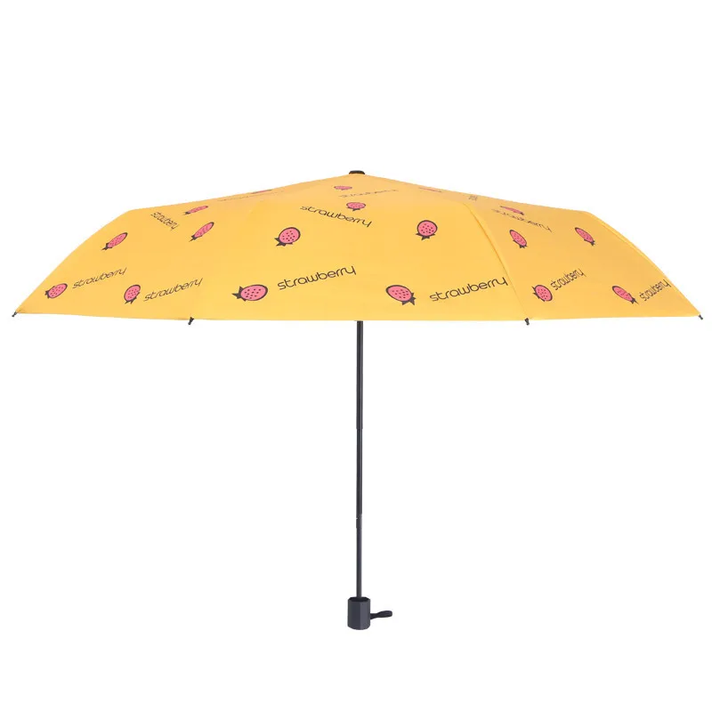 YADA 2020 High Quality Mini Pocket Strawberry Fruit Umbrellas Parasol INS Folding Umbrellas Rain For Womens UV Umbrella YS200011