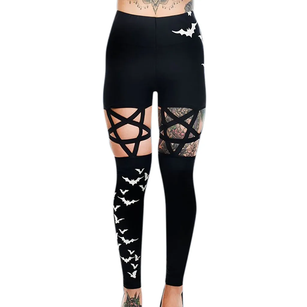 Готические женские леггинсы в стиле панк модные облегающие узкие брюки-карандаш облегающие леггинсы для фитнеса темные панковские штаны