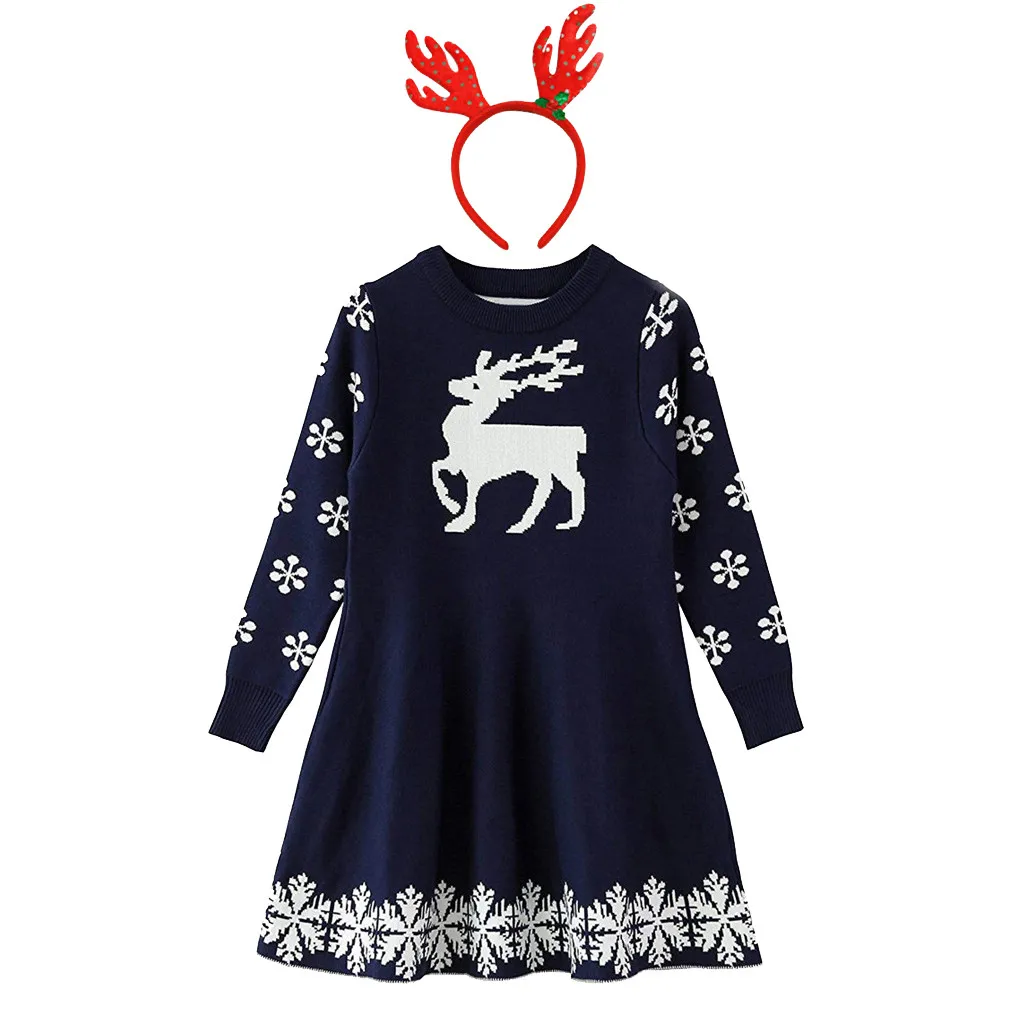 ARLONEET 2pcs Infant baby girls Christmas Xmas Crochet Knit Princess Party Dress long sleeve Santa Dress+Hairband Outfits CO23 - Цвет: NY