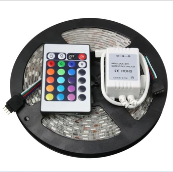 

5050 RGB white warm red green blue LED Strip Flexible Light Lamp 5M 300 Led SMD NON Waterproof RGB Strip with 24key controller
