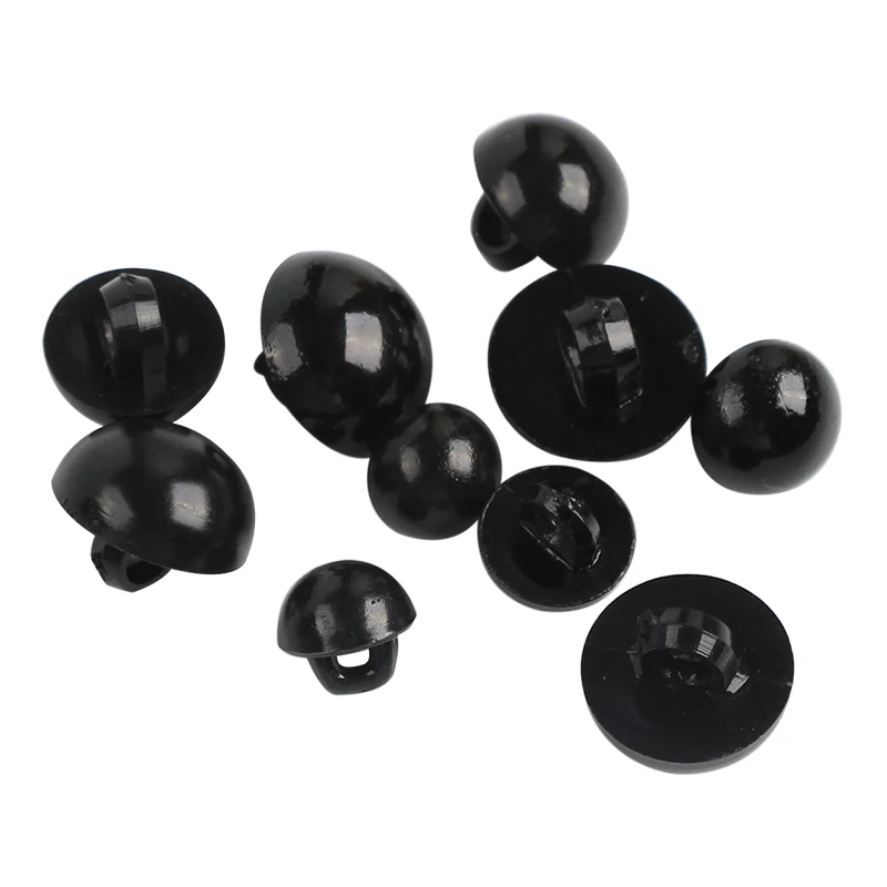 100pcs 12.5mm Acrylic Mushroom Black Shank Buttons Plastic Decorative Button Negro DIY Sewing Eye For Dolls Toy Eyes