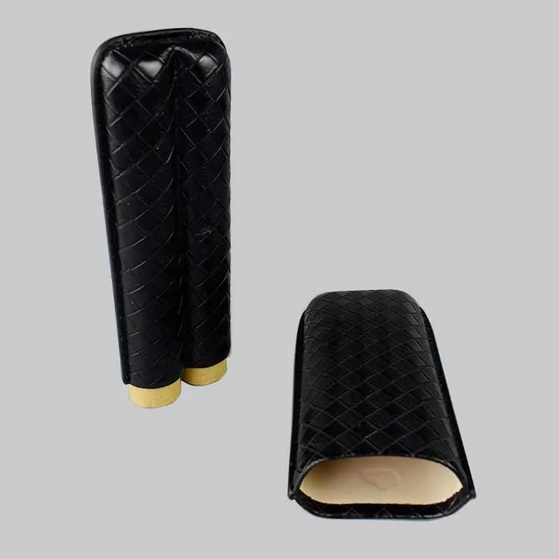 COHIBA черный кожаный держатель 2 трубки Дорожный Чехол для сигар Humidor