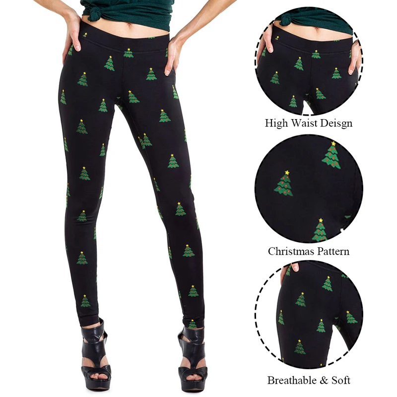 Christmas Legging Pants Womens Winter Skinny Elastic High Waist Leggings Female Printed Casual Slim Fitness Leggin Pants