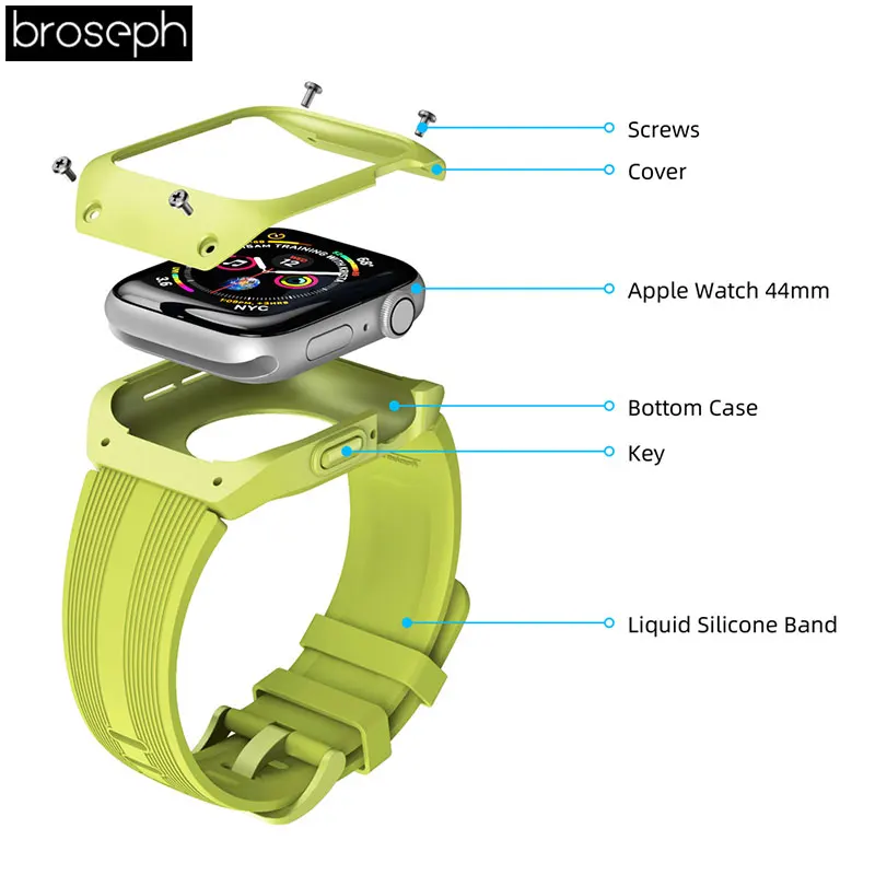 Силиконовый ремешок для Apple Watch, 4 ремешка, 44 мм, ударопрочный чехол для iwatch 3, 2, 1, 42 мм, ремешок для часов, ремень, браслет
