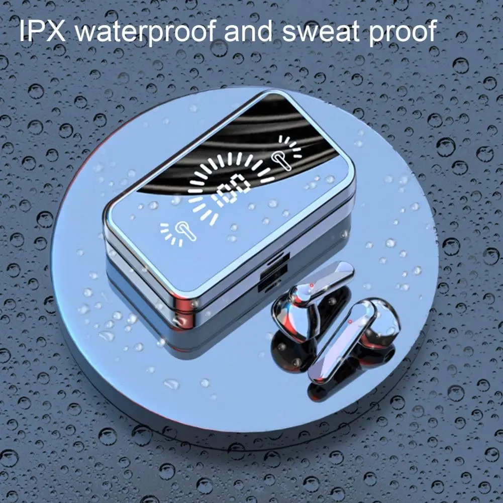 

TWS Bluetooth-compatible 5.1 Earphones Waterproof Mirror Screen Display Wireless Mini In-ear Earbuds With Microphone