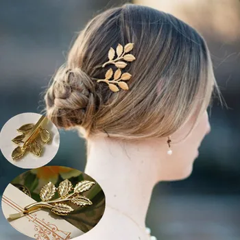 

2PC 2019 Restoring ancient ways Alloy Athena branches Leaves Image Hair Pins Fashion Women Head Wear Hair Accessories