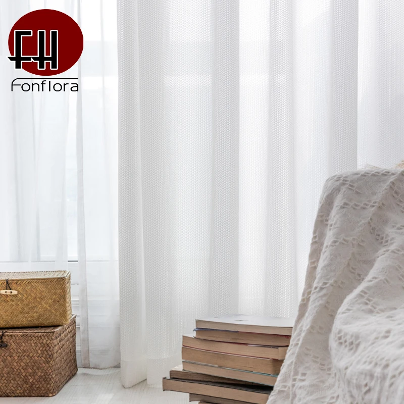 White Sheer Curtains for Living Room, Modern Solid Net Tulle Curtain for Bedroom Window, Ready-made Cortinas, Customized, Rideau 2