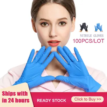 

Fast Shipping 100pcs Disposable Gloves Resistant Guantes Desechables Anti-static Nail Art Rubber Gloves Nitrile Gloves