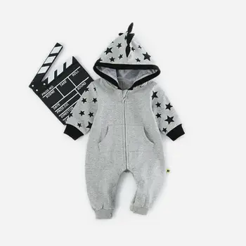 

Newborn Baby Boy Girl Autumn Dinosaur Clothes Hoodie Long Sleeve Star Printed Lovely Jumpsuit Bodysuit Outfit