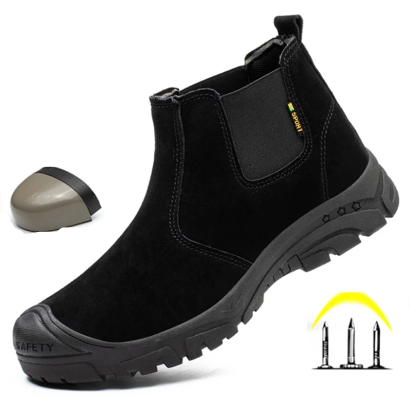 Botas de protección para construcción al aire libre para hombre, zapatos de seguridad antideslizantes, impermeables, ligeros, indestructibles, resistentes al desgaste|Botas de seguridad y de trabajo| -