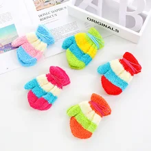 Новые зимние вязаные перчатки для маленьких мальчиков и девочек, теплые вязаные перчатки с длинными пальцами, перчатки для детей, Висячие перчатки для детей 1-3 лет