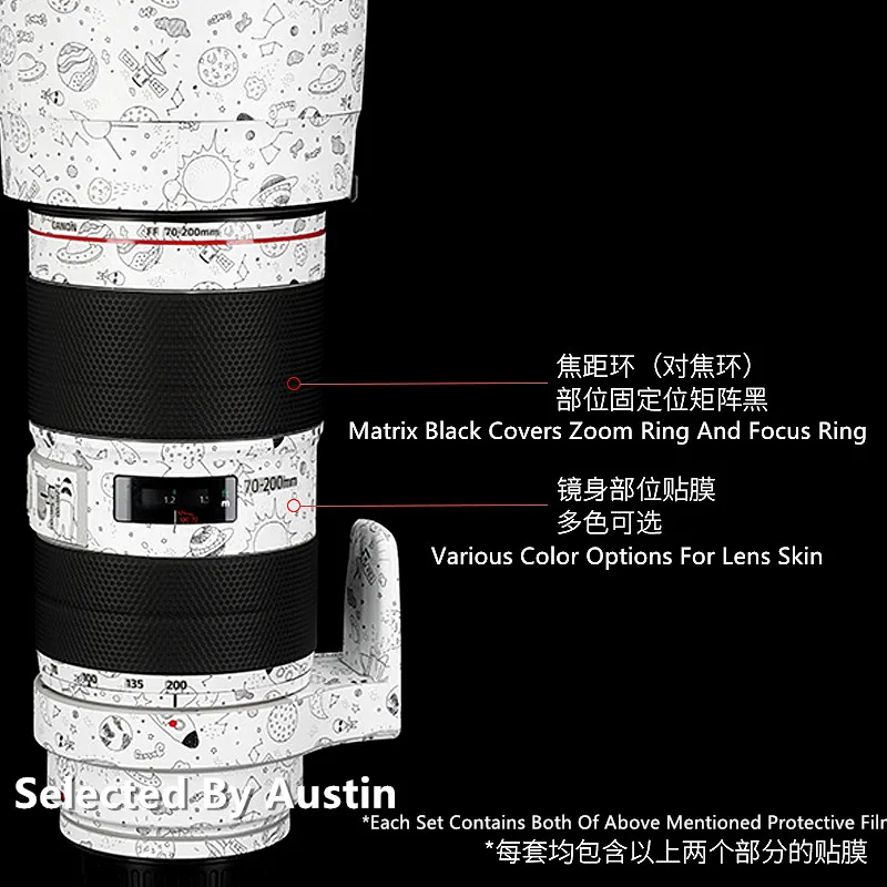 Lens Skin Decal Sticker Wrap Film Per Canon Ef 70-200Mm F/2.8L Is Iii Usm Custodia Protettiva Antigraffio