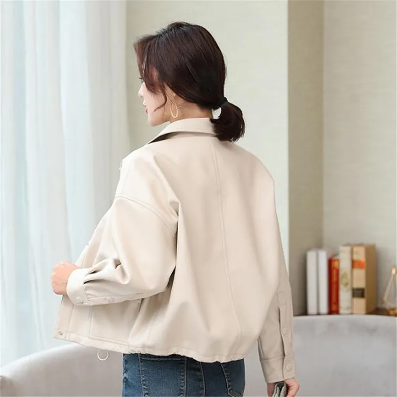 Bestselling New Soft Sheepskin Autumn Clothing Short Jacket Women Coat Student Loose Motorcycle Jacket Women Leather Jacket