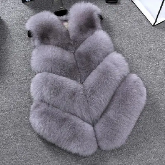 

Fluffy 2019 Winter Women's Faux Fur Coat Artificial Fur Vest Furry Vests Femme Jackets Plus Size Warm Fake Fur Gilet Q1002