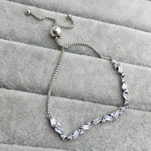 925 пробы Серебряный Классический сверкающий ледяной куб слайдер Теннисный браслет женский шарм модные ювелирные изделия