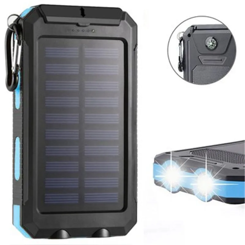 Solar Power Bank 30000mAh Large Capacity Charger 2USB Travel Camping Lights Waterproof Power Bank for Samsung Xiaomi IPhone power bank 10000 Power Bank