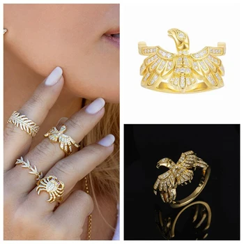 

KAKANY Fashionable High Quality Thunderbird Ring Lady Animal Eagle Zircon Lady Party Ring June Egyptian Temple Monaco Design
