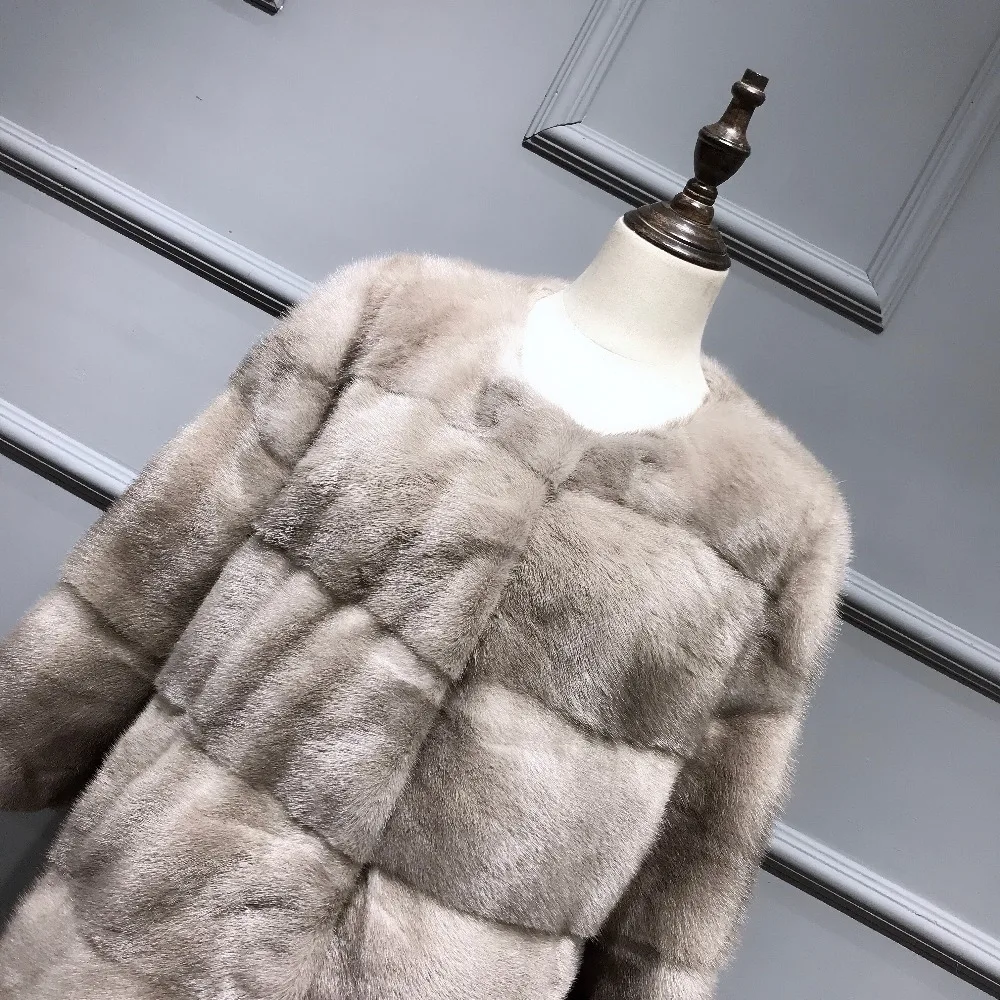 Pull Pelt натуральная норка пальто с круглым воротником рукав девять-четвёртых пальто из натурального меха женский зимний помпон из натурального меха куртка