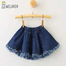 Welaken/джинсовые юбки для маленьких девочек; коллекция года; сезон осень-лето; детская одежда; вечерние мини-юбки с бахромой для малышей; джинсовые юбки-пачки для девочек