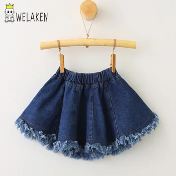 

Welaken Baby Girls Denim Skirts 2019 Atumn Summer Children Clothes Toddler Mini Party Tassel Jeans Tutu Kids Skirts For Girls
