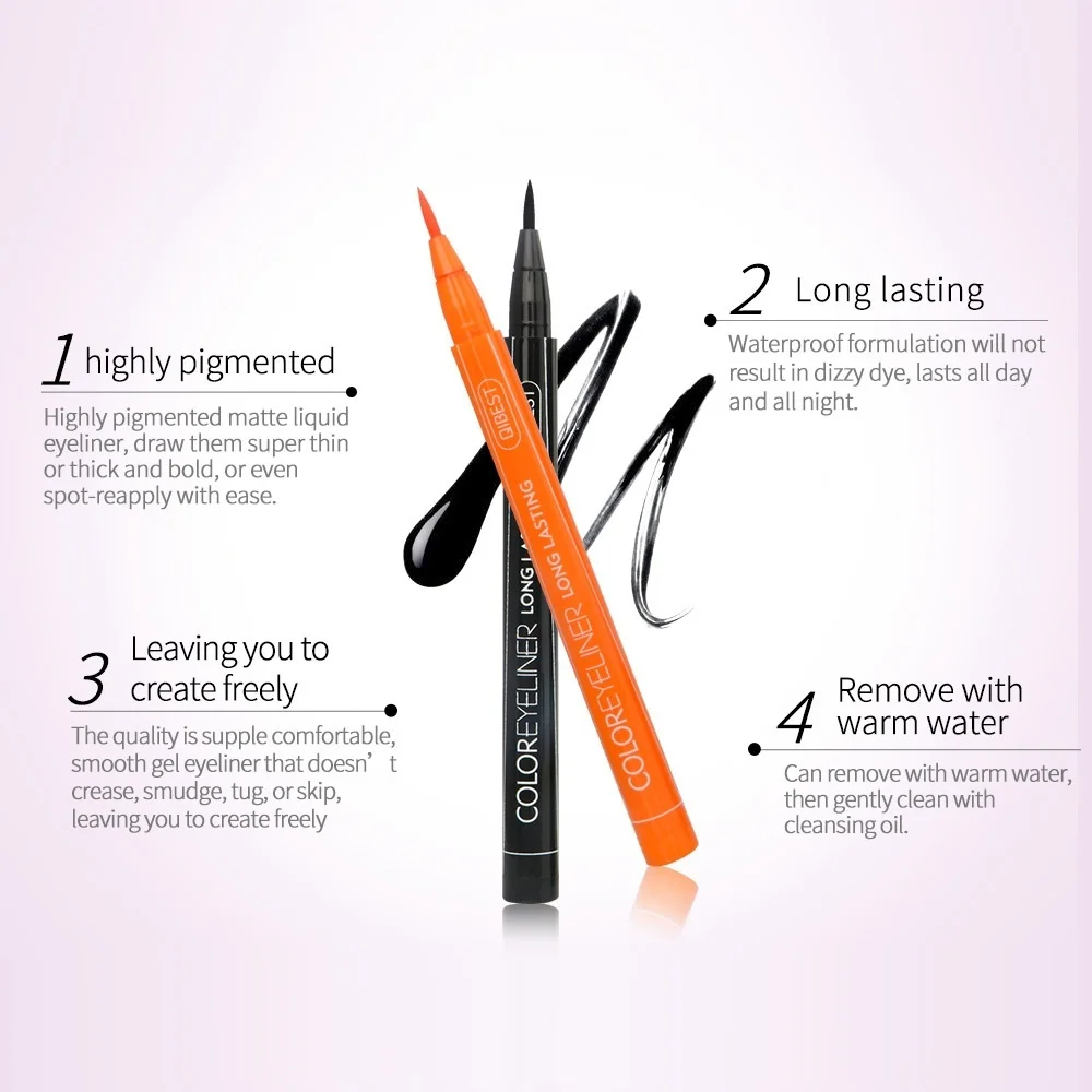 1Pcs Cat Eye Color Eyeliner Makeup Waterproof Neon Liquid Eye Liner Pencil Pen Make Up Comestics Long-lasting Black Makeup Tools