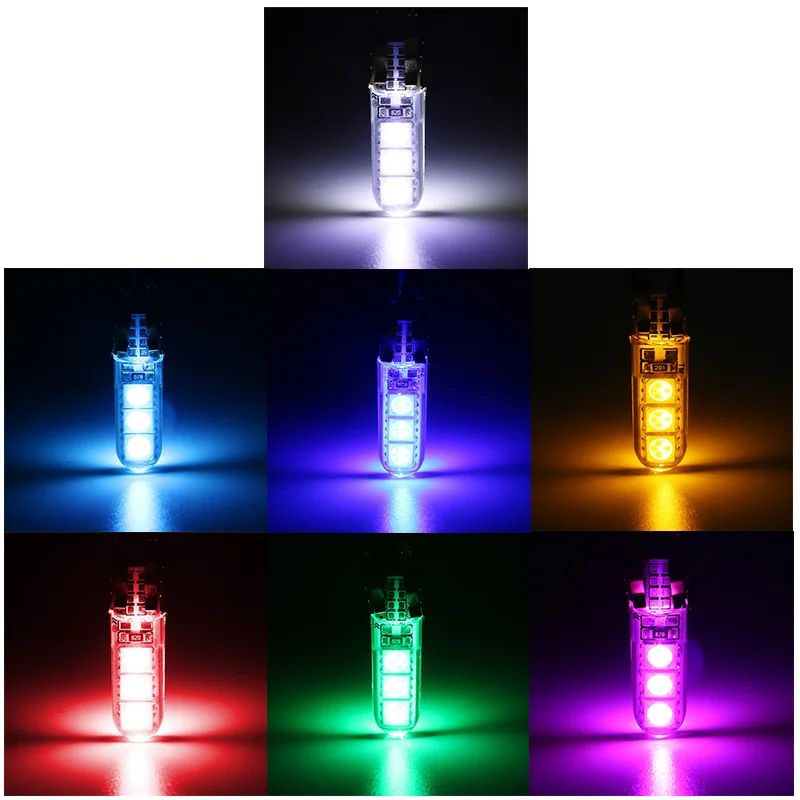10x T10 W5W Car LED Bulb Turn Signal Light Auto Interior Dome Reading Light License Plate Wedge Side Super Bright White 12V 6SMD