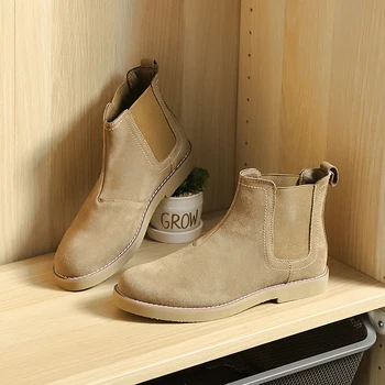 

Fashion Casual Retro Chelsea Boots Men Genuine Leather Round Toe Handmade Platform Ankle Boots Sewing Firm Wearable Male Shoes