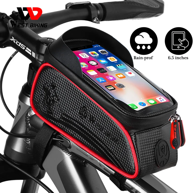 borsa per telaio impermeabile bici porta cellulare con strisce riflettenti Koopan Borsa per bici borsa per tubo superiore 
