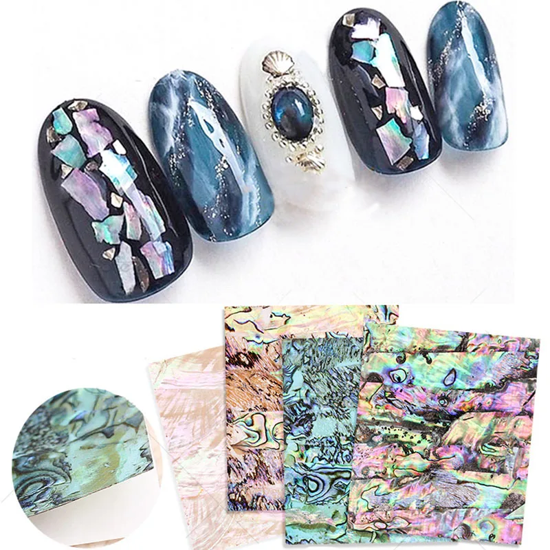 

1pc Shell Abalone Nail Art Sticker Gradient Mermaid Flakes Nail Foil Seaside Design Stickers Decals Adhesive