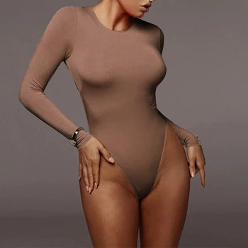 

O Neck Long Sleeve Solid White Sexy Bodysuit Women Black Autumn Winter Body Top Gray Casual Lady Streetwear Bodysuits GV346