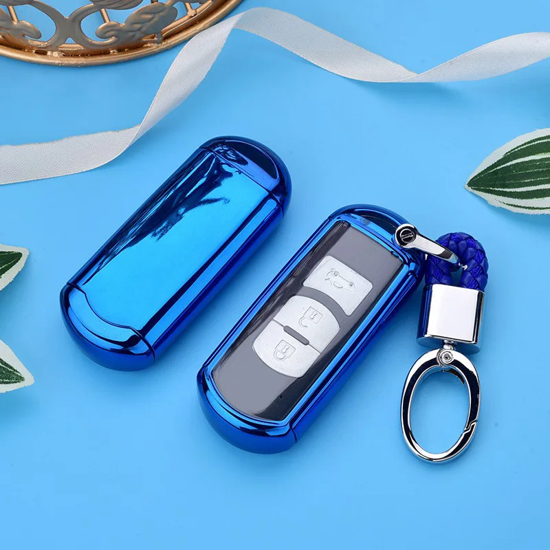 

Auto Car Hand-Stitched Key Case Stylish Black/Blue/Gold/Red/Pink/Silver Accessories For Mazda 3 6 CX5 CX7 323 626 Car-Styling