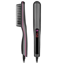Hair Straightener Brush,Lonic-2-In-1 Straightening Brush Iron with Anti-Scald Feature, Auto Temperature Lock and Auto-Off Functi